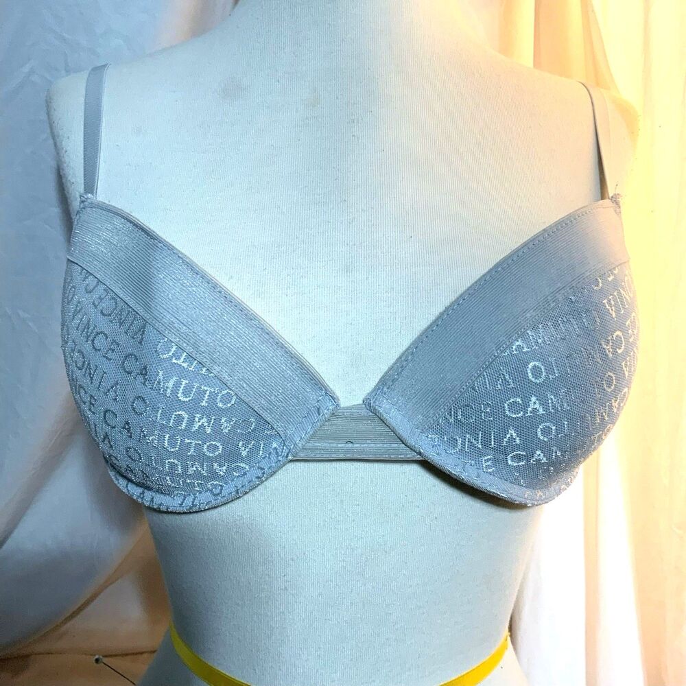 Vince Camuto Gray Push Up Logo Bra 36C